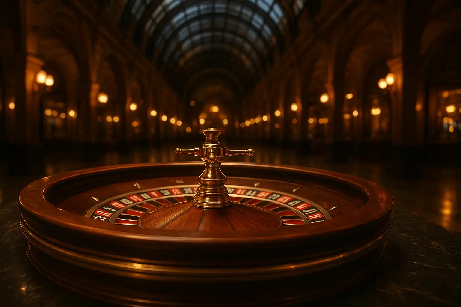 Brass-trimmed Roulette wheel on the MetroBetz arcade floor